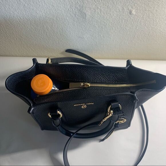 Michael Michael Kors Kris Small Pebbled Leather Satchel Black - Picture 7 of 11